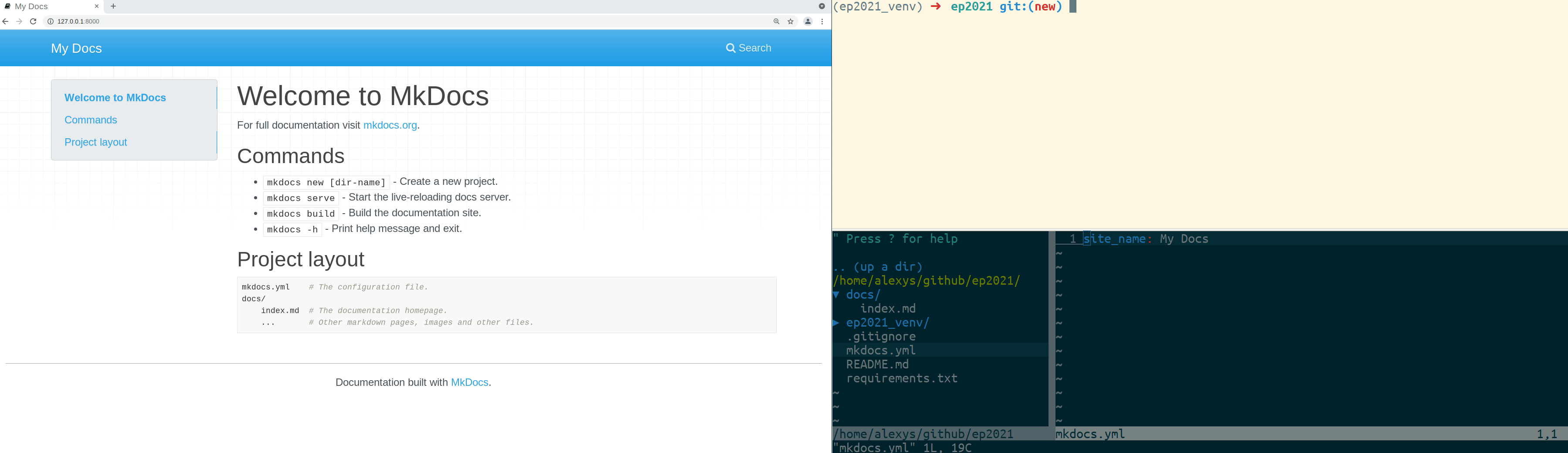 mkdocs + github talk refresh